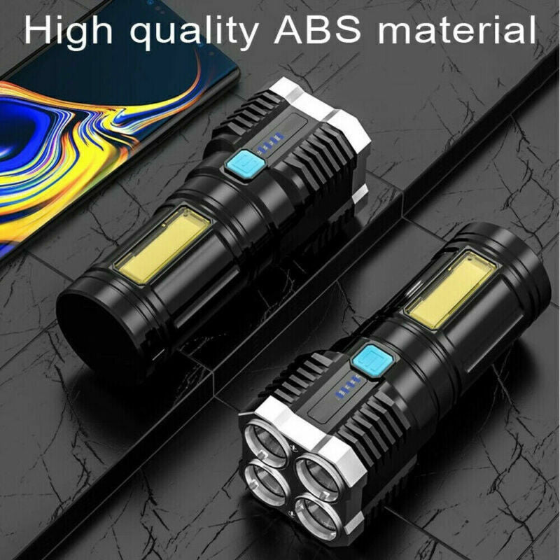 Powerful Quad-Core LED Tactical Flashlight – USB Rechargeable