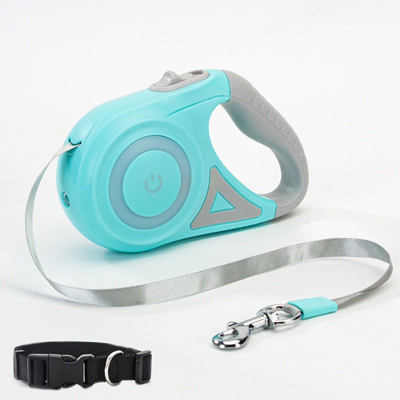 Einziehbare Hundeleine mit Halsband und LED-Licht für kleine/mittlere Hunde