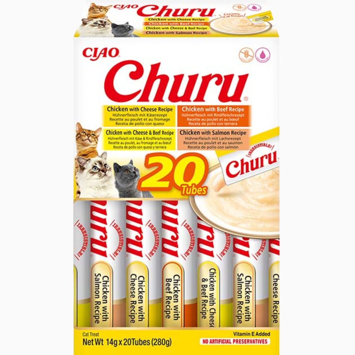 Churu Puree CAT Multipack BOX Chicken & Beef 20 pcs.