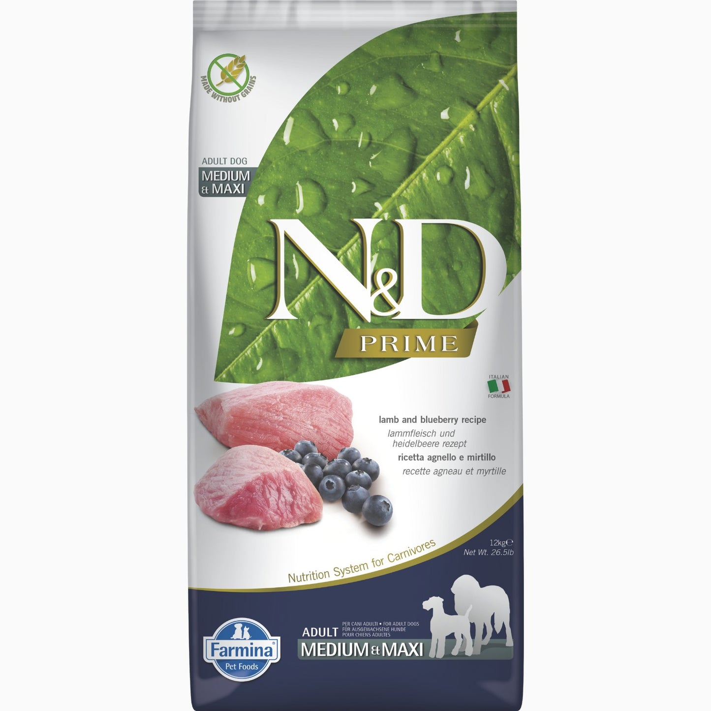 N&D Prime Lamb Adult Medi/Maxi 12 kg.