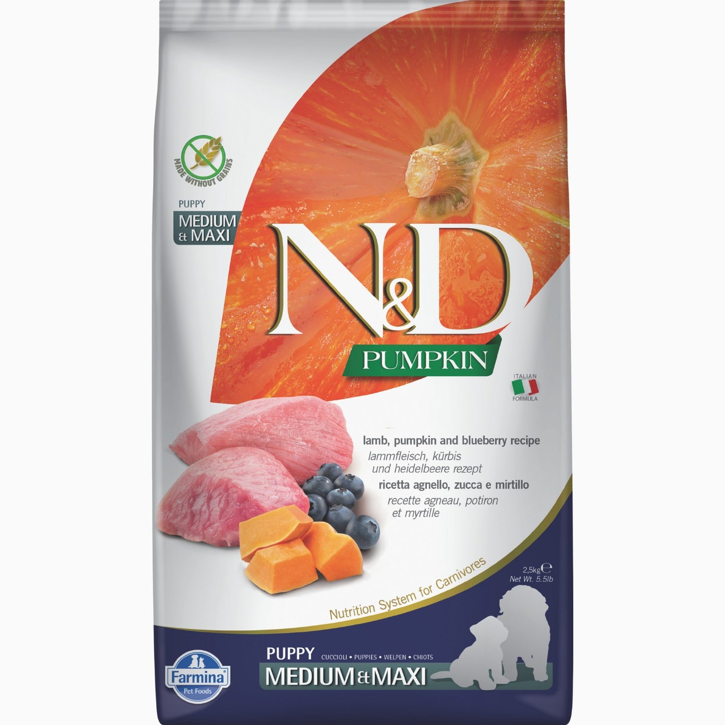 N&D Pumpkin Lamb Puppy Medi/Maxi 2.5 kg.