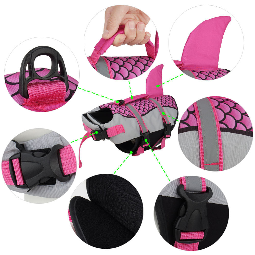 Dog Life Jacket – Swim Vest with Shark Scale Design