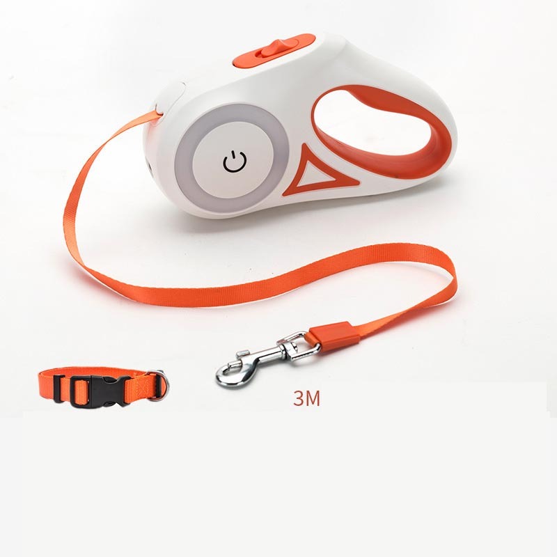 Einziehbare Hundeleine mit Halsband und LED-Licht für kleine/mittlere Hunde