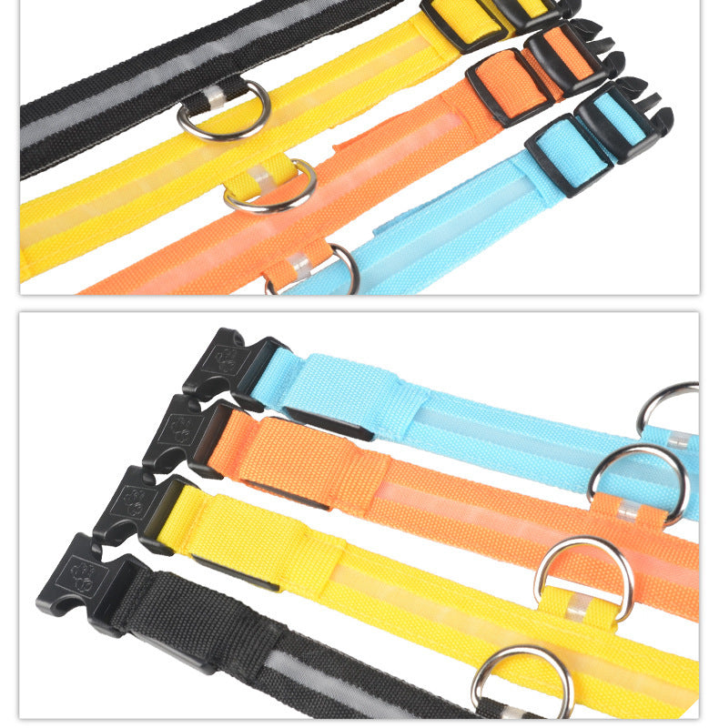 LED-Nylon-Leuchthalsband - einstellbare Nachtsicherheit für Haustiere
