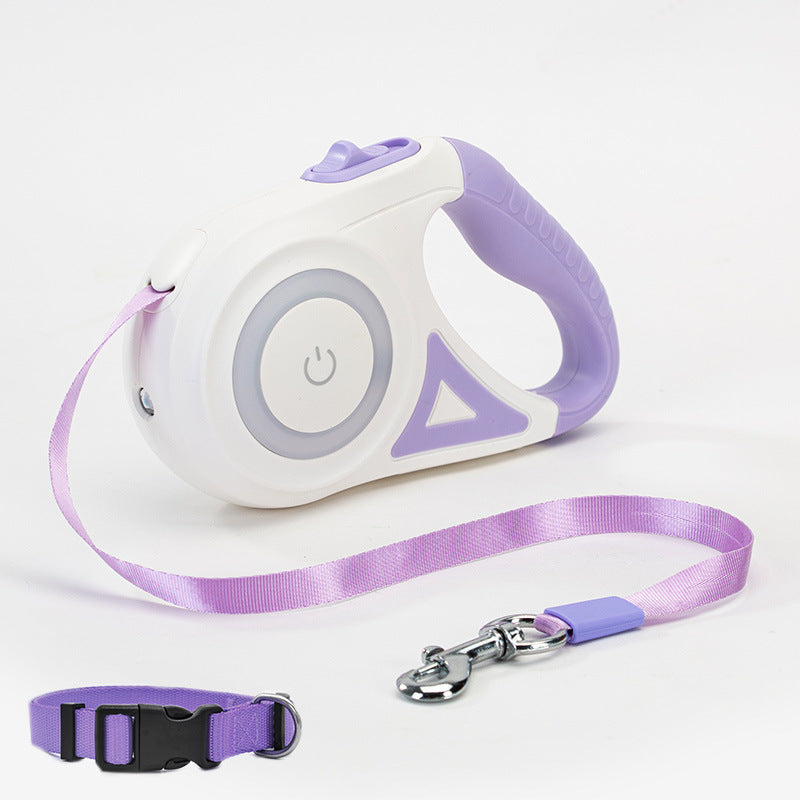 Einziehbare Hundeleine mit Halsband und LED-Licht für kleine/mittlere Hunde