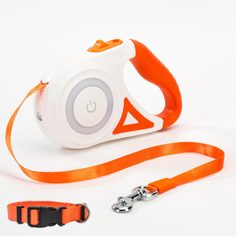 Einziehbare Hundeleine mit Halsband und LED-Licht für kleine/mittlere Hunde
