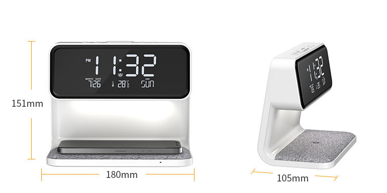 3-in-1 Bedside Lamp with Wireless Charger & Alarm Clock