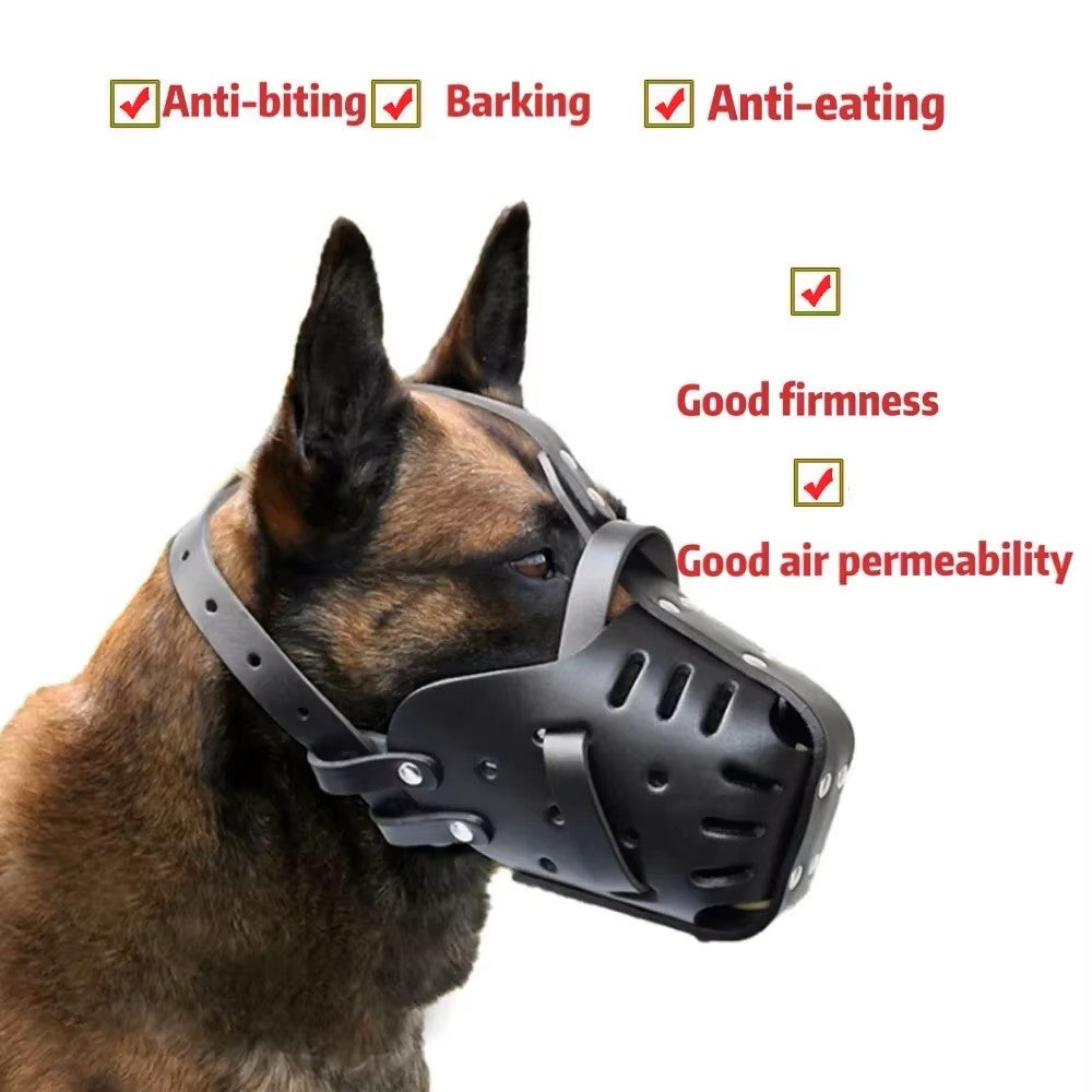 Durable Cowhide Leather Dog Muzzle for Medium & Large Breeds