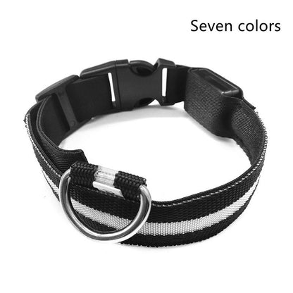 LED Nylon Glow Collar - Adjustable Night Safety for Pets