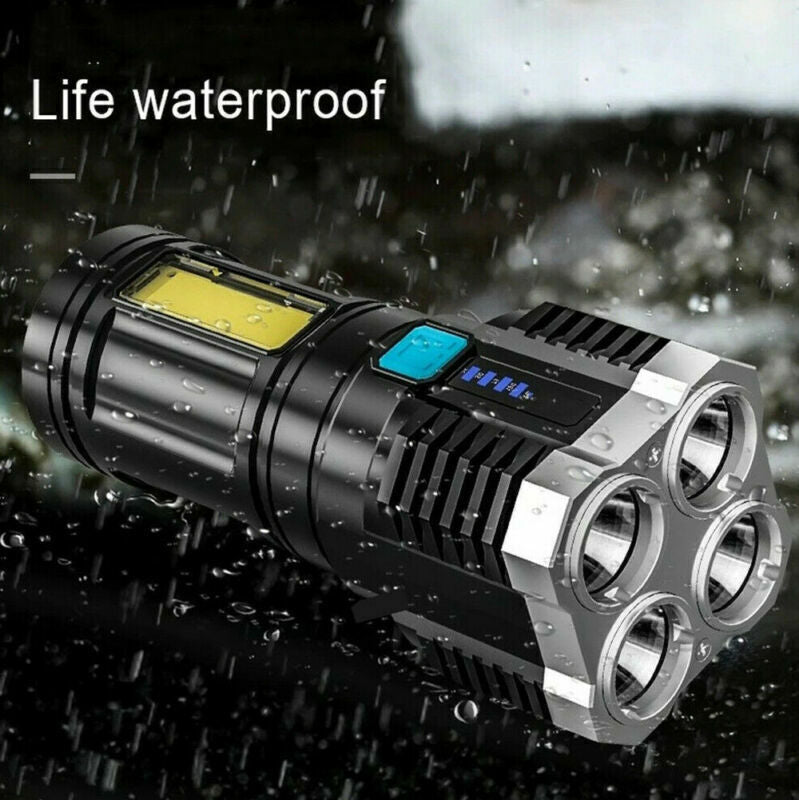 Powerful Quad-Core LED Tactical Flashlight – USB Rechargeable