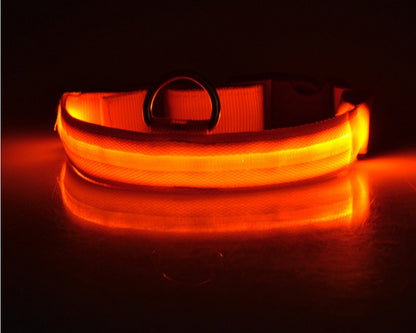 LED Nylon Glow Collar - Adjustable Night Safety for Pets