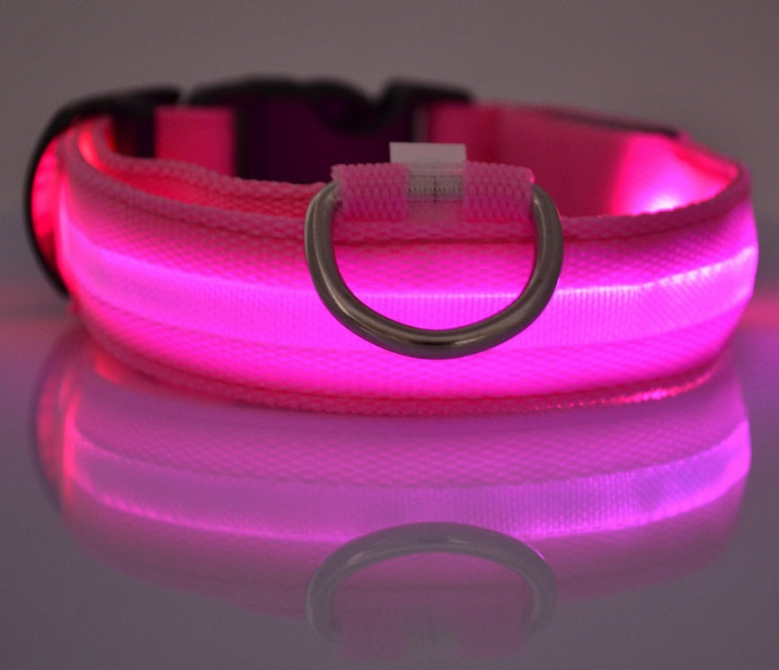 LED Nylon Glow Collar - Adjustable Night Safety for Pets