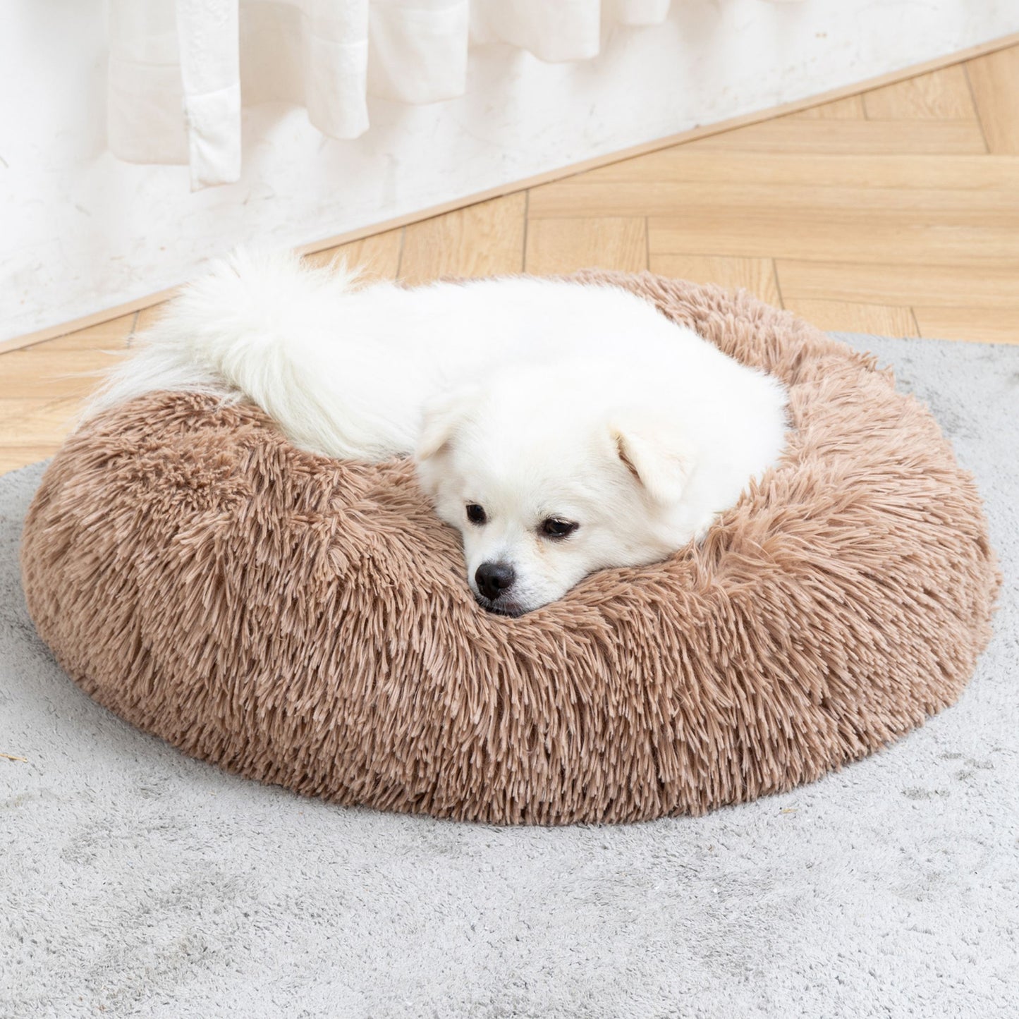 Fluffy Donut Pet Bed – Plush, Washable, Calming Sofa for Dogs & Cats