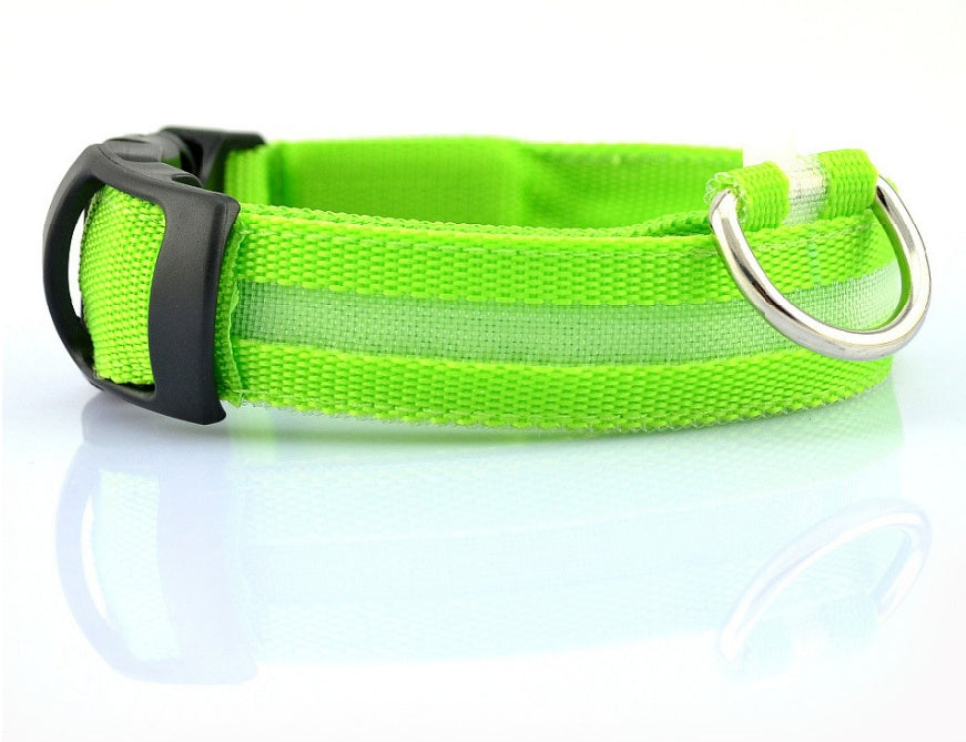 LED Nylon Glow Collar - Adjustable Night Safety for Pets