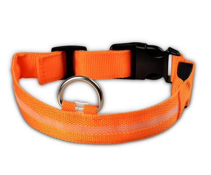 LED Nylon Glow Collar - Adjustable Night Safety for Pets