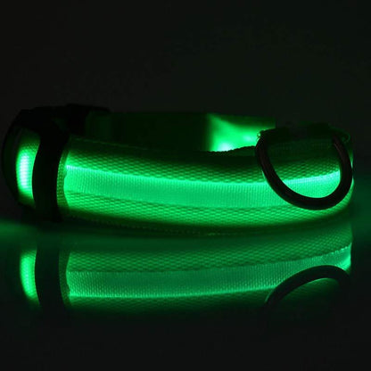 LED Nylon Glow Collar - Adjustable Night Safety for Pets