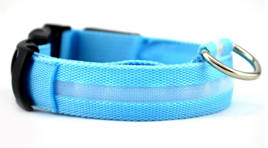 LED Nylon Glow Collar - Adjustable Night Safety for Pets