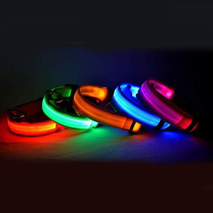 LED Nylon Glow Collar - Adjustable Night Safety for Pets