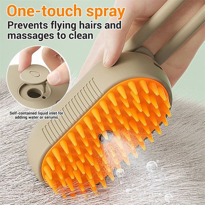 3-in-1 Electric Pet Grooming Brush: Spray, Massage & Hair Removal