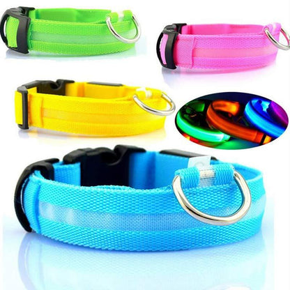 LED Nylon Glow Collar - Adjustable Night Safety for Pets