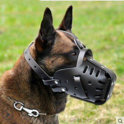 Durable Cowhide Leather Dog Muzzle for Medium & Large Breeds