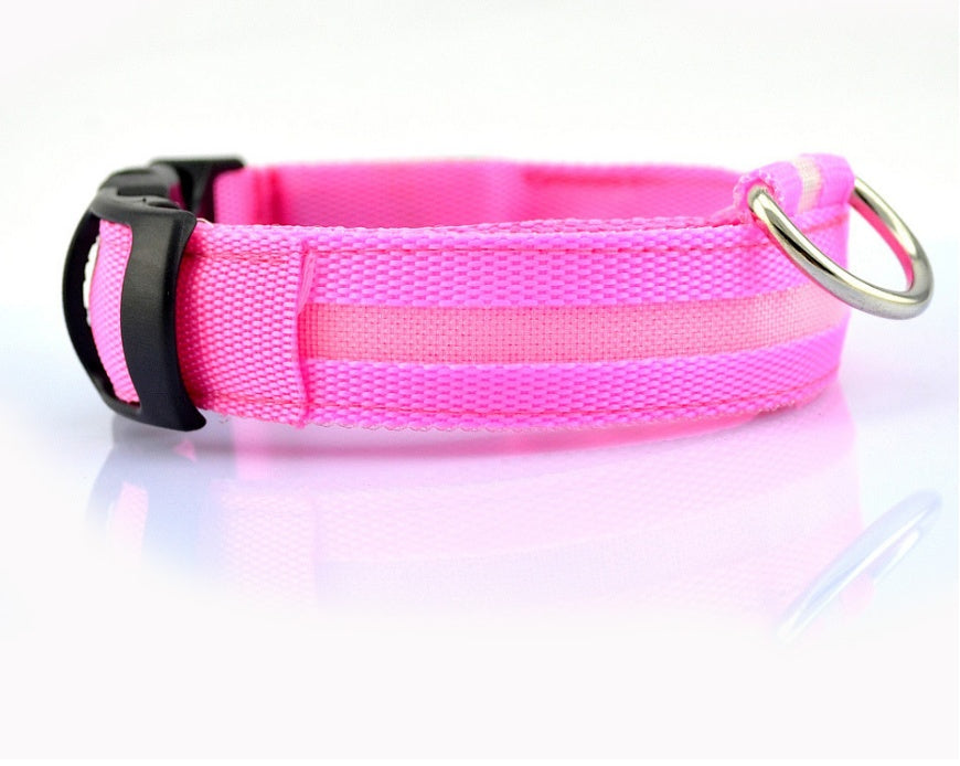 LED Nylon Glow Collar - Adjustable Night Safety for Pets