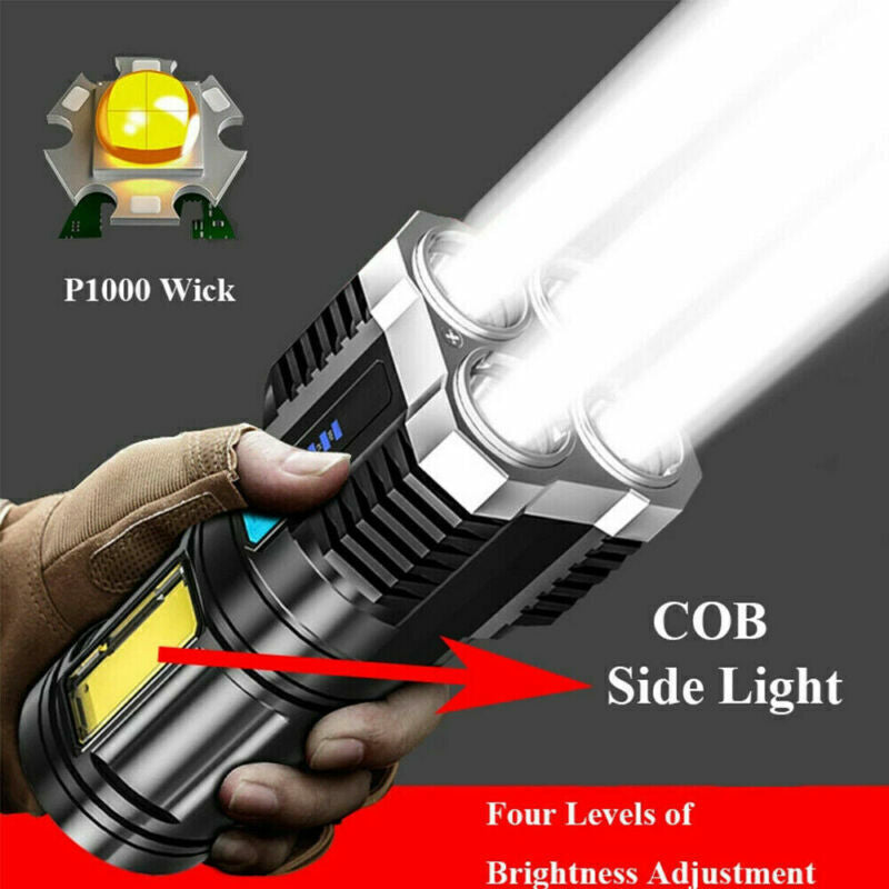 Powerful Quad-Core LED Tactical Flashlight – USB Rechargeable