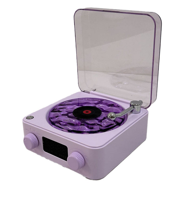 Retro Turntable Bluetooth Speaker with Vinyl Player, White Noise & RGB Light Effects