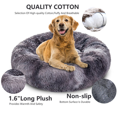 Fluffy Donut Pet Bed – Plush, Washable, Calming Sofa for Dogs & Cats