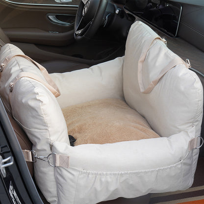 Travel-Ready Waterproof Linen Dog Car Bed & Safety Seat