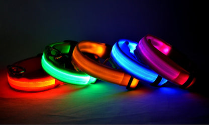 LED Nylon Glow Collar - Adjustable Night Safety for Pets