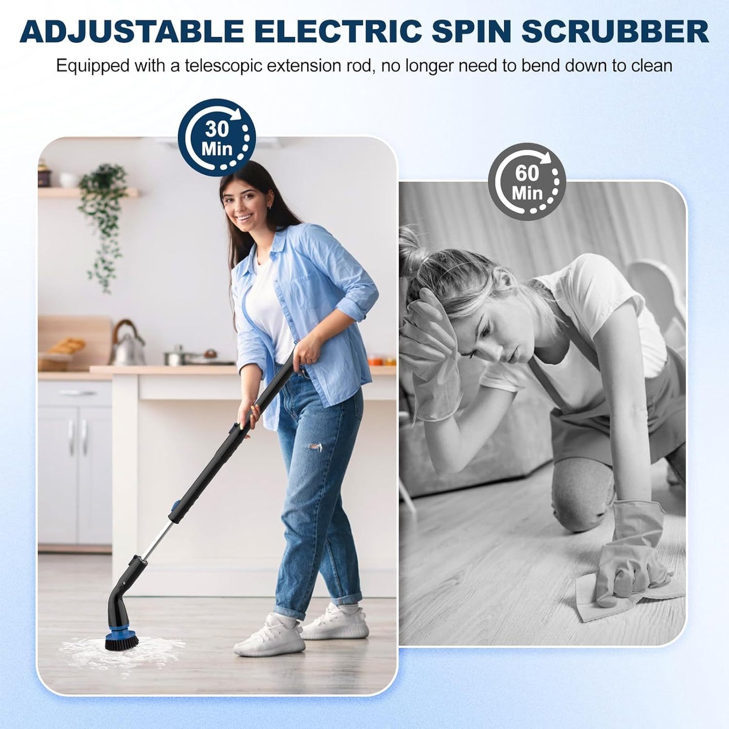 Cordless Electric Spin Scrubber with 4 Brush Heads