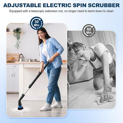 Cordless Electric Spin Scrubber with 4 Brush Heads