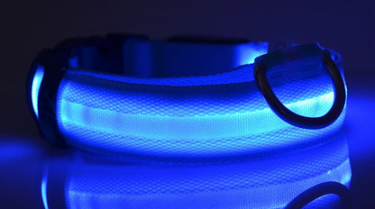 LED Nylon Glow Collar - Adjustable Night Safety for Pets