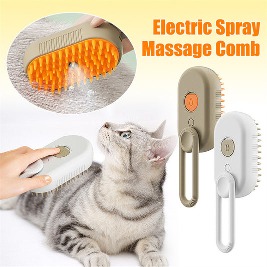 3-in-1 Electric Pet Grooming Brush: Spray, Massage & Hair Removal