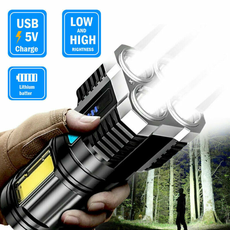 Powerful Quad-Core LED Tactical Flashlight – USB Rechargeable