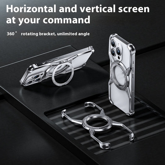 Rotary Magnetic Aluminum Phone Case with Adhesive Bracket