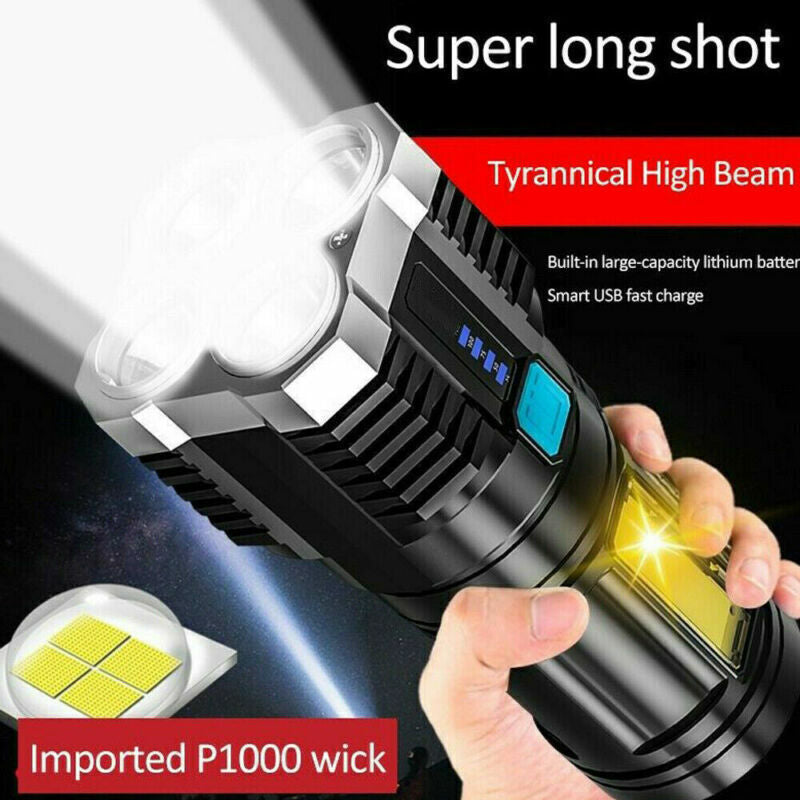 Powerful Quad-Core LED Tactical Flashlight – USB Rechargeable