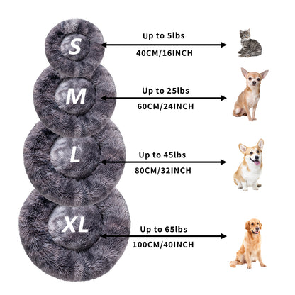 Fluffy Donut Pet Bed – Plush, Washable, Calming Sofa for Dogs & Cats