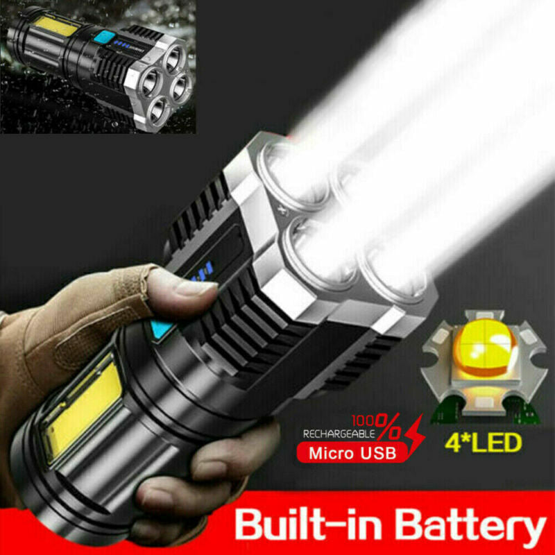 Powerful Quad-Core LED Tactical Flashlight – USB Rechargeable