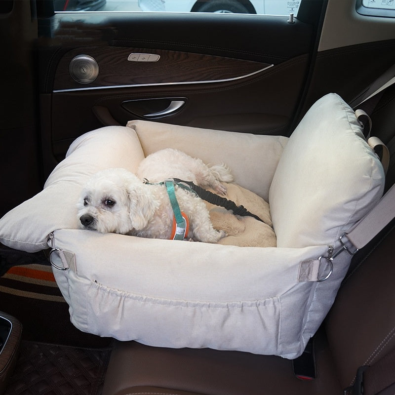 Travel-Ready Waterproof Linen Dog Car Bed & Safety Seat