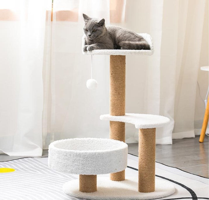 All-in-One Cat Climbing Tower with Sisal Scratching Post