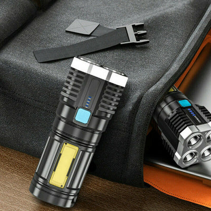 Powerful Quad-Core LED Tactical Flashlight – USB Rechargeable