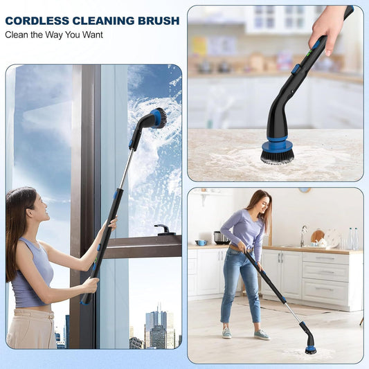 Cordless Electric Spin Scrubber with 4 Brush Heads