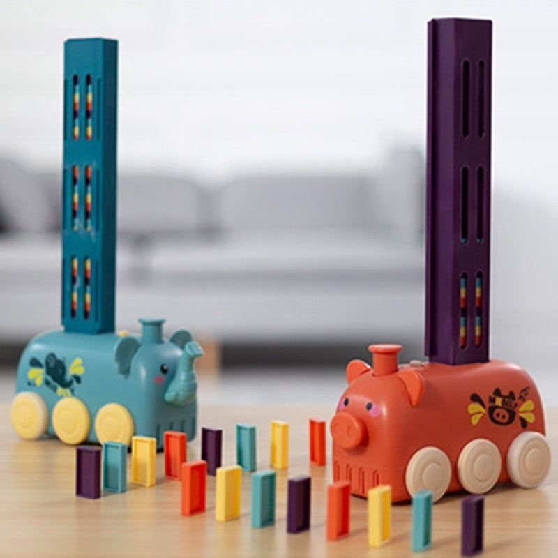 Domino Train Toy Set: Electric Stacking Blocks for Kids' Brain Development