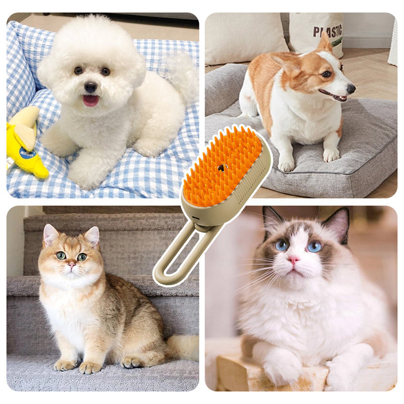 3-in-1 Electric Pet Grooming Brush: Spray, Massage & Hair Removal