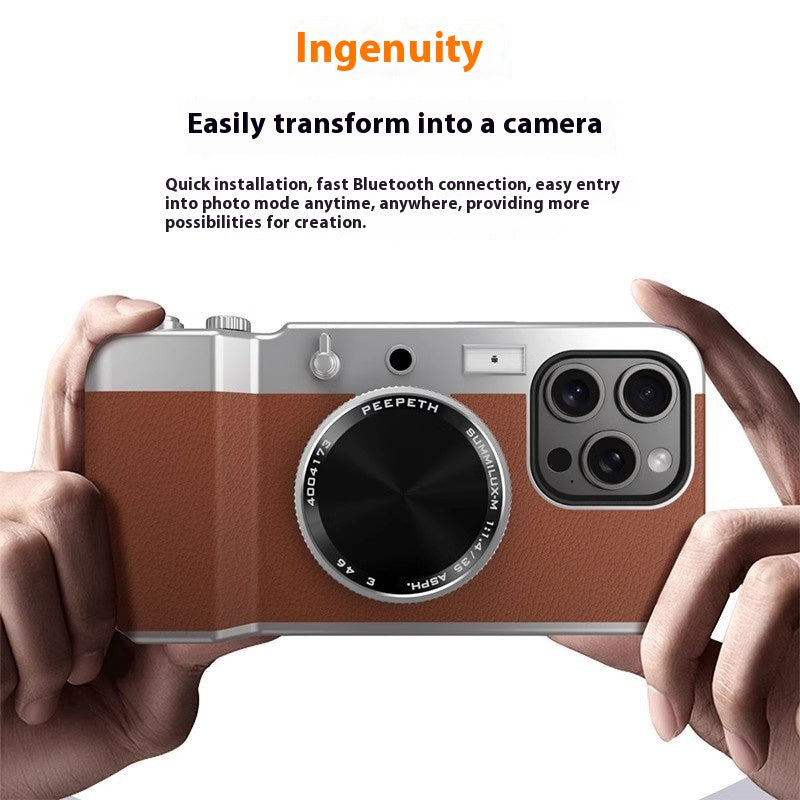 Retro Bluetooth Camera Case with Selfie-Mirror for iPhone