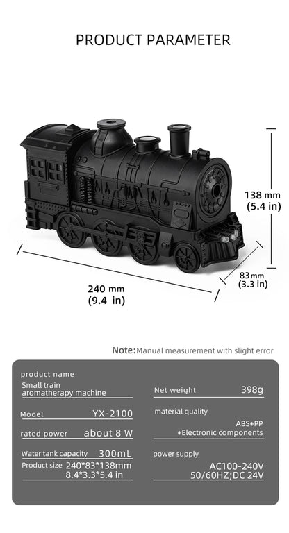 Train-Shaped Aromatherapy Diffuser & Ultrasonic Humidifier with LED Light