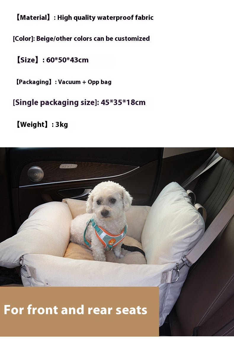 Travel-Ready Waterproof Linen Dog Car Bed & Safety Seat