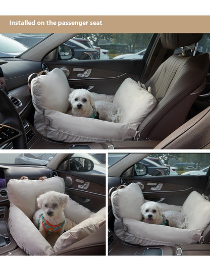 Travel-Ready Waterproof Linen Dog Car Bed & Safety Seat